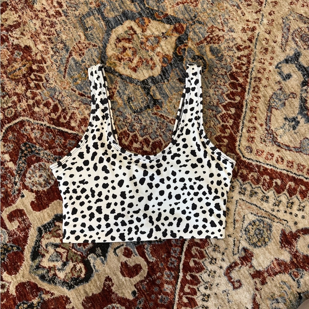 Balance / Vitality white snow leopard sports bra